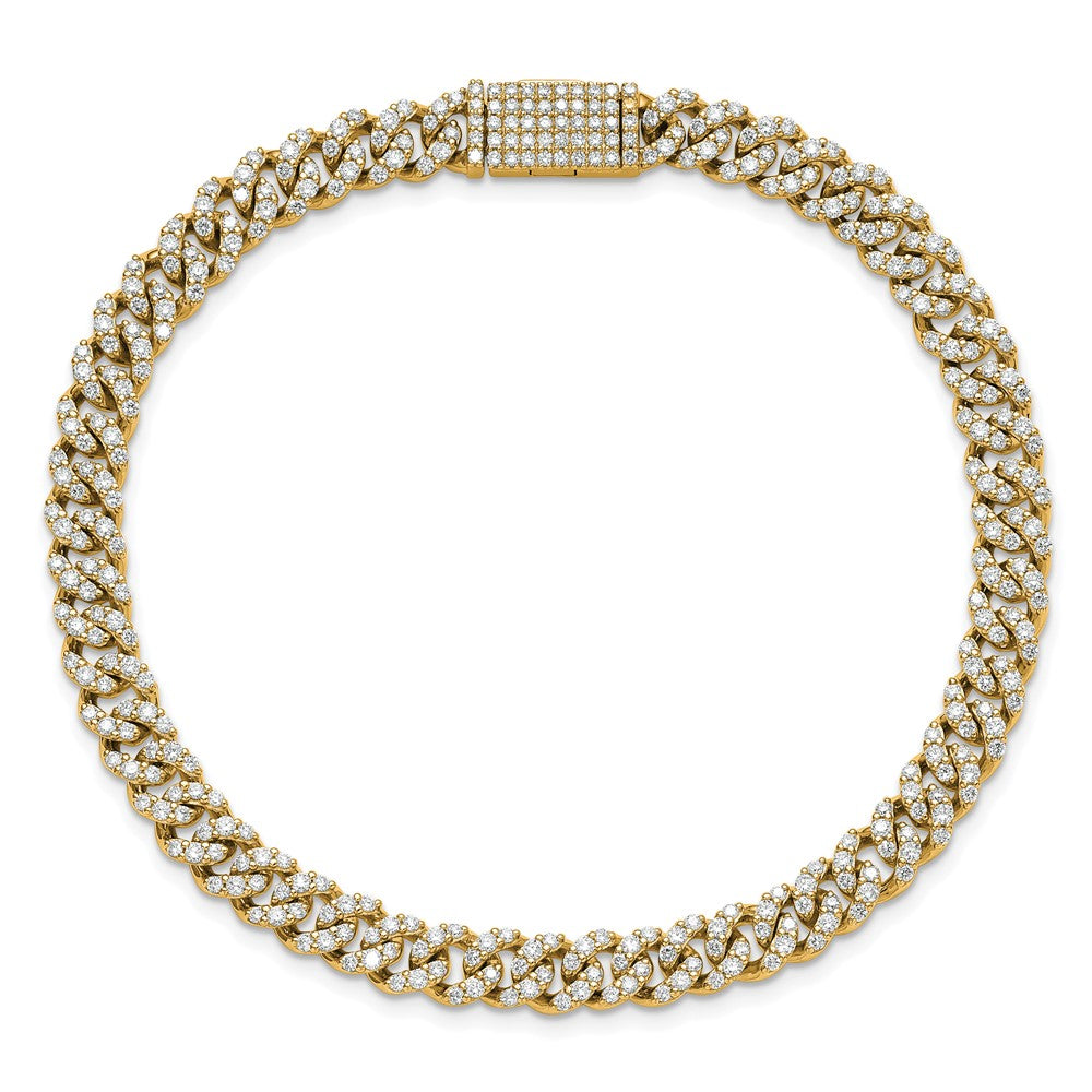 14K Yellow Gold 3 1/3 Carat Lab Grown Diamond Vs+ F+ 4mm Pav‚Äö Cuban Link Bracelet