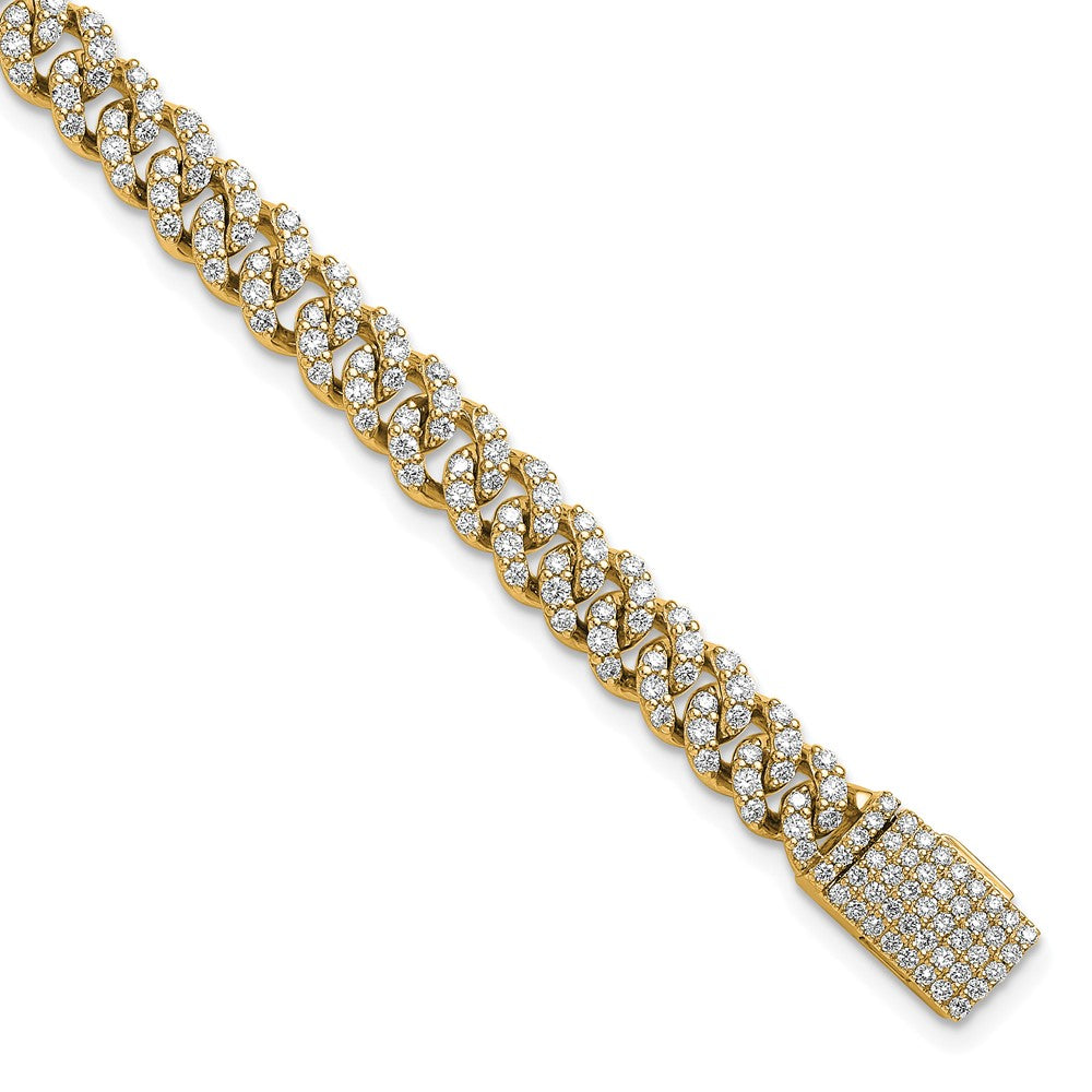 10K Yellow Gold 3 1/3 Carat Lab Grown Diamond Vs/Si+ G+ 4mm Pav‚Äö Cuban Link Bracelet