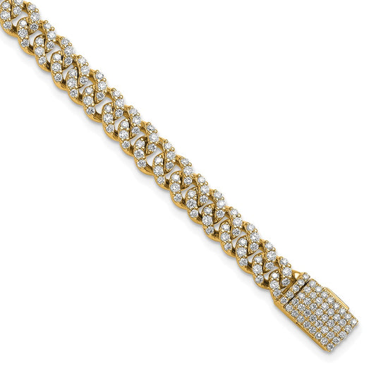 10K Yellow Gold 3 1/3 Carat Lab Grown Diamond Vs/Si+ G+ 4mm Pav‚Äö Cuban Link Bracelet