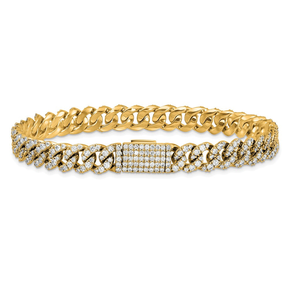 10K Yellow Gold 5 Carat Lab Grown Diamond Vs+ F+ 4mm Pav‚Äö Cuban Link Bracelet