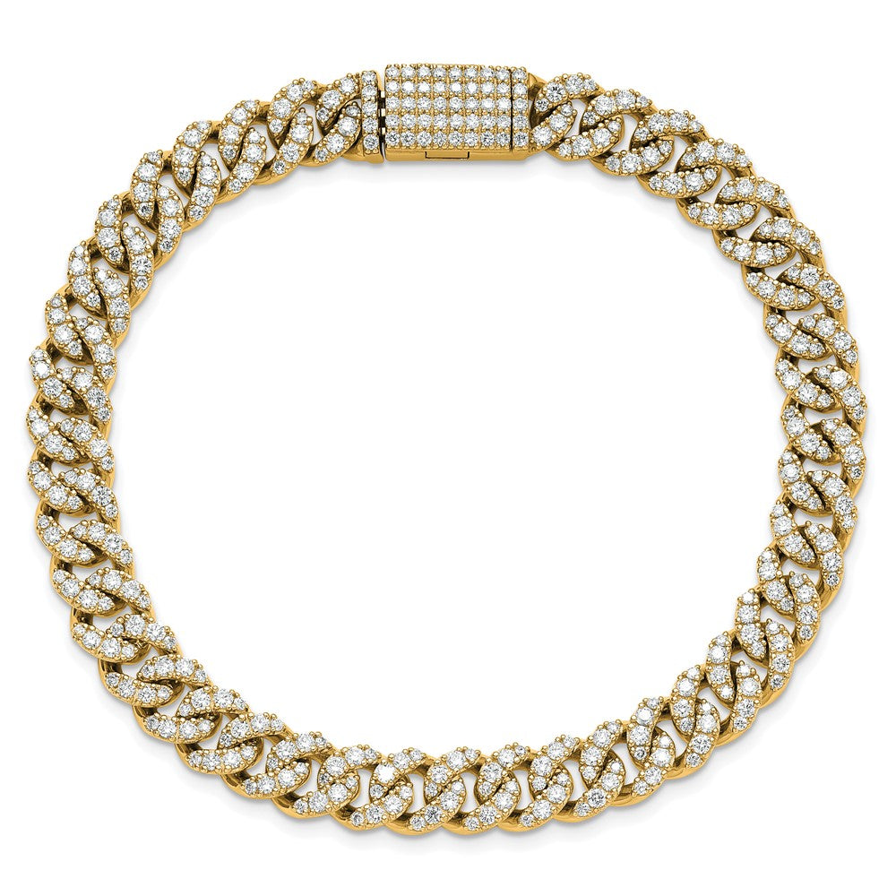 10K Yellow Gold 5 Carat Lab Grown Diamond Vs+ F+ 4mm Pav‚Äö Cuban Link Bracelet