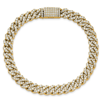 10K Yellow Gold 5 Carat Lab Grown Diamond Vs/Si+ G+ 4mm Pav‚Äö Cuban Link Bracelet