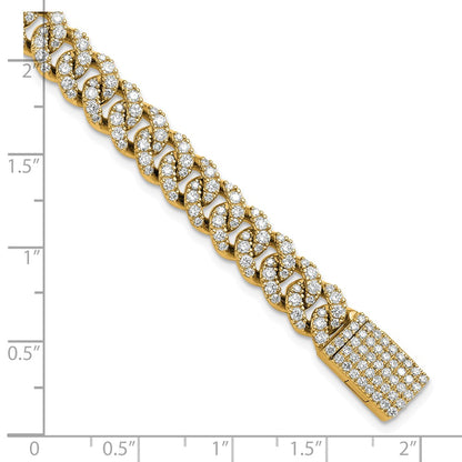 10K Yellow Gold 5 Carat Lab Grown Diamond Vs+ F+ 4mm Pav‚Äö Cuban Link Bracelet