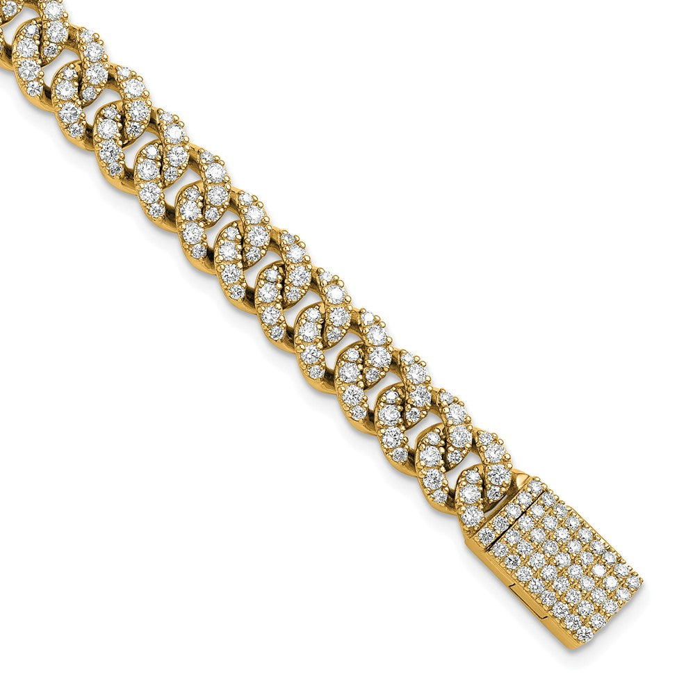 10K Yellow Gold 5 Carat Lab Grown Diamond Vs/Si+ G+ 4mm Pav‚Äö Cuban Link Bracelet