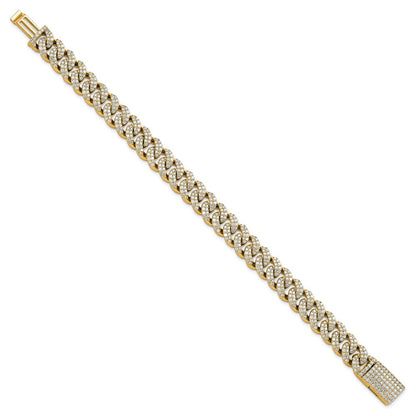 14K Yellow Gold 6 1/6 Carat Lab Grown Diamond Vs+ F+ 4mm Pav‚Äö Cuban Link Bracelet