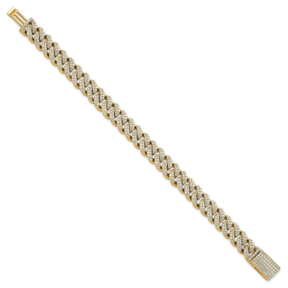 14K Yellow Gold 6 1/6 Carat Lab Grown Diamond Vs/Si+ G+ 4mm Pav‚Äö Cuban Link Bracelet