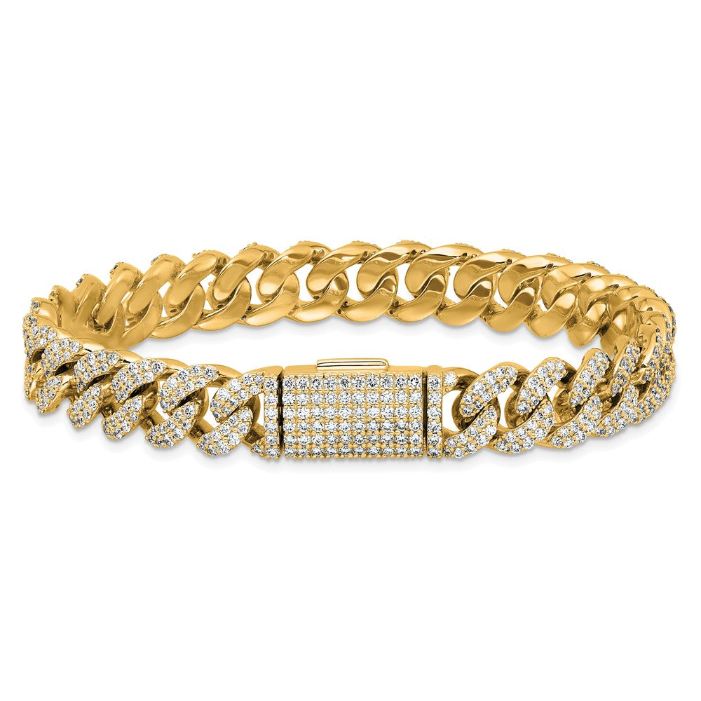 14K Yellow Gold 6 1/6 Carat Lab Grown Diamond Vs+ F+ 4mm Pav‚Äö Cuban Link Bracelet