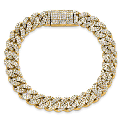 10K Yellow Gold 6 1/6 Carat Lab Grown Diamond Vs+ F+ 4mm Pav‚Äö Cuban Link Bracelet
