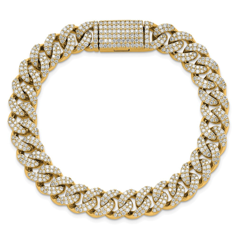 14K Yellow Gold 6 1/6 Carat Lab Grown Diamond Vs/Si+ G+ 4mm Pav‚Äö Cuban Link Bracelet