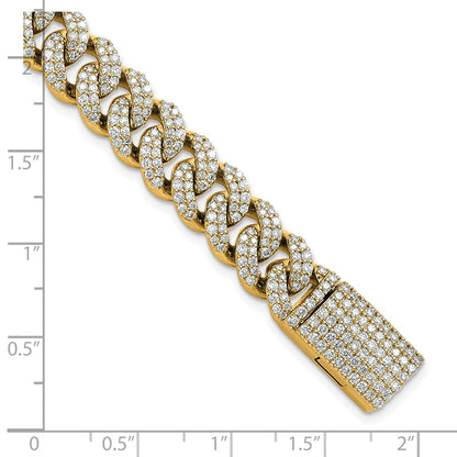 10K Yellow Gold 6 1/6 Carat Lab Grown Diamond Vs/Si+ G+ 4mm Pav‚Äö Cuban Link Bracelet