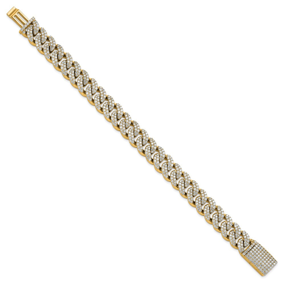 14K Yellow Gold 9 1/6 Carat Lab Grown Diamond Vs+ F+ 4mm Pav‚Äö Cuban Link Bracelet