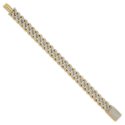 14K Yellow Gold 9 1/6 Carat Lab Grown Diamond Vs+ F+ 4mm Pav‚Äö Cuban Link Bracelet
