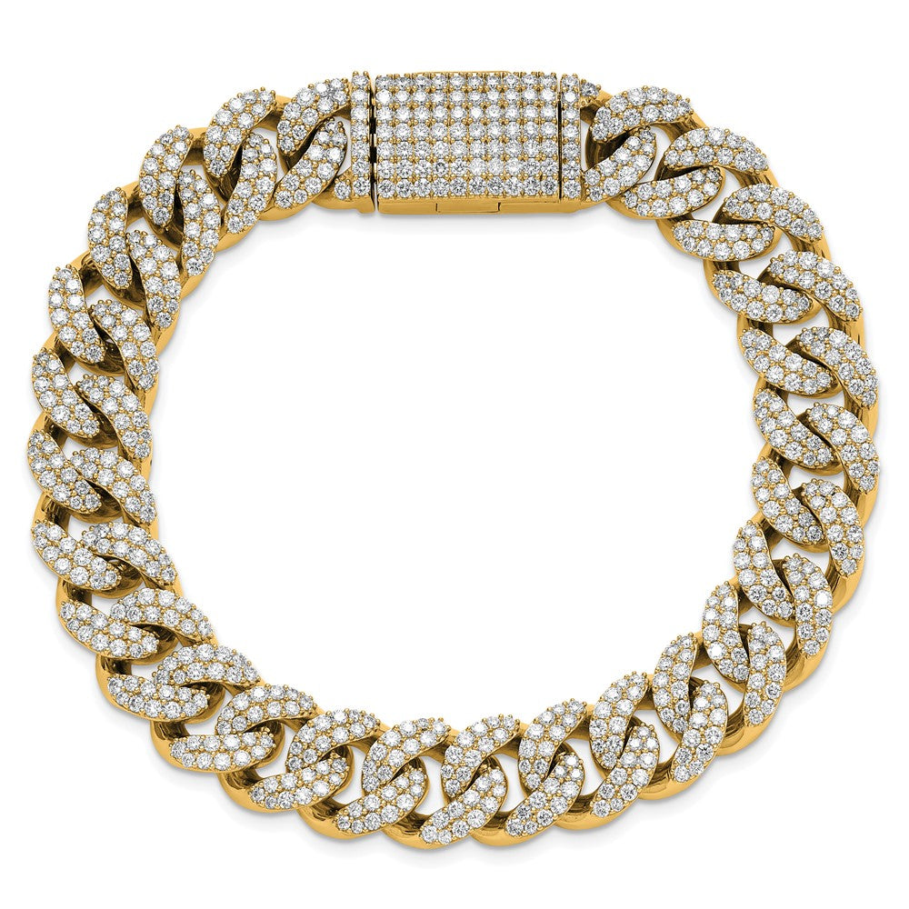 14K Yellow Gold 9 1/6 Carat Lab Grown Diamond Vs/Si+ G+ 4mm Pav‚Äö Cuban Link Bracelet