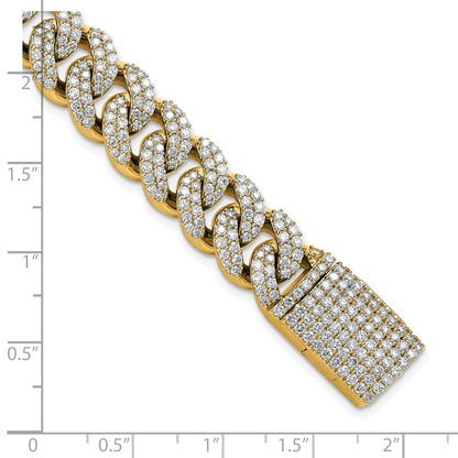 14K Yellow Gold 9 1/6 Carat Lab Grown Diamond Vs/Si+ G+ 4mm Pav‚Äö Cuban Link Bracelet