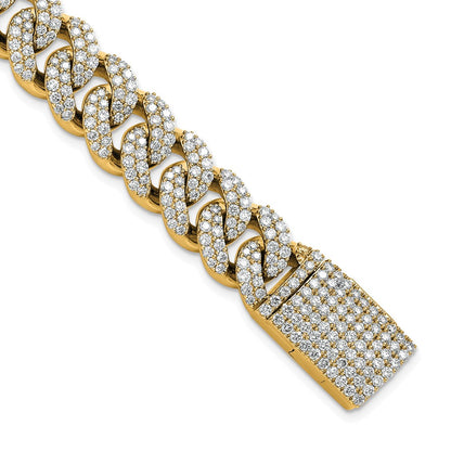 14K Yellow Gold 9 1/6 Carat Lab Grown Diamond Vs+ F+ 4mm Pav‚Äö Cuban Link Bracelet