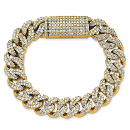 10K Yellow Gold 11 3/8 Carat Lab Grown Diamond Vs+ F+ 4mm Pav‚Äö Cuban Link Bracelet
