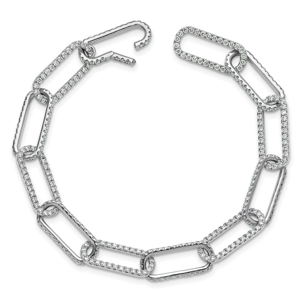 14K White Gold True Origin 4 Carat Lab Grown Diamond Vs+ F+ 8 Inch Link Bracelet With A 1 Extension