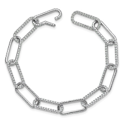 14K White Gold True Origin 4 Carat Lab Grown Diamond Vs+ F+ 8 Inch Link Bracelet With A 1 Extension