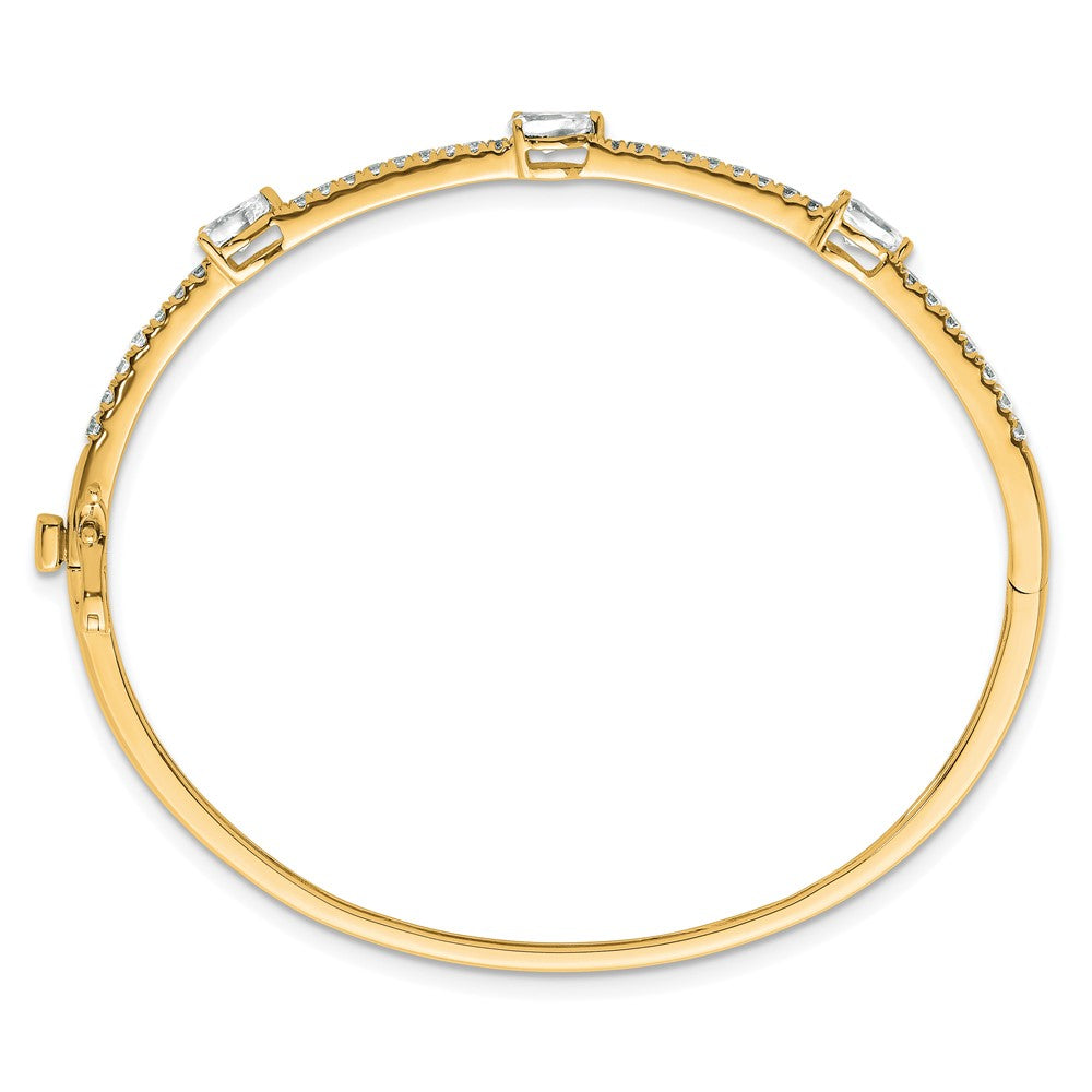 14K Yellow Gold True Origin 1 3/8 Carat Lab Grown Diamond Vs D E F Round And Pear 6.75 Inch Bangle