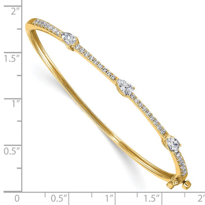 14K Yellow Gold True Origin 1 3/8 Carat Lab Grown Diamond Vs D E F Round And Pear 6.75 Inch Bangle