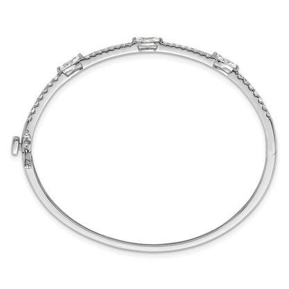 14K White Gold True Origin 1 5/8 Carat Lab Grown Diamond Vs D E F Round And Marquise 6.75 Inch Bangle