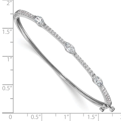 14K White Gold True Origin 1 5/8 Carat Lab Grown Diamond Vs D E F Round And Marquise 6.75 Inch Bangle