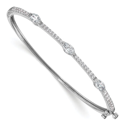 14K White Gold True Origin 1 5/8 Carat Lab Grown Diamond Vs D E F Round And Marquise 6.75 Inch Bangle
