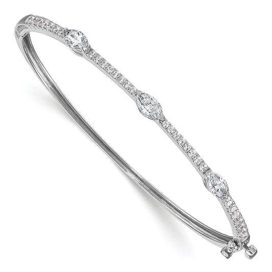 14K White Gold True Origin 1 5/8 Carat Lab Grown Diamond Vs D E F Round And Marquise 6.75 Inch Bangle
