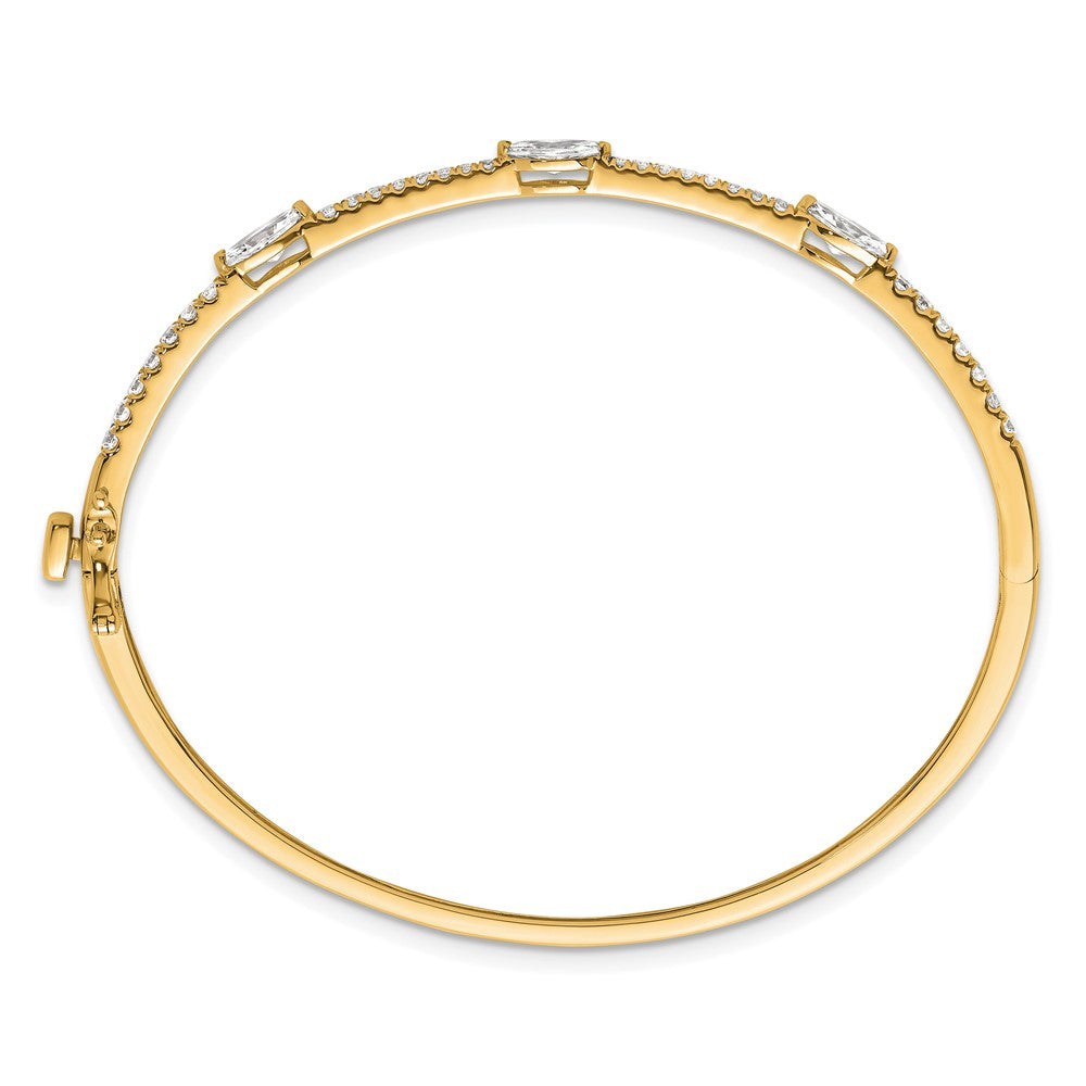 14K Yellow Gold True Origin 1 5/8 Carat Lab Grown Diamond Vs D E F Round And Marquise 6.75 Inch Bangle
