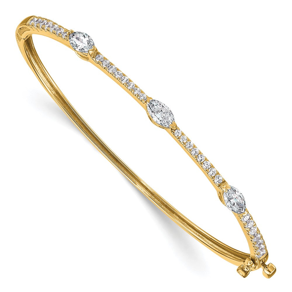 14K Yellow Gold True Origin 1 5/8 Carat Lab Grown Diamond Vs D E F Round And Marquise 6.75 Inch Bangle