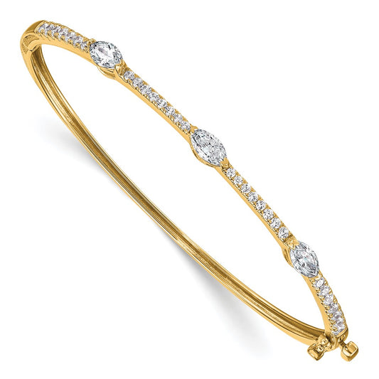 14K Yellow Gold True Origin 1 5/8 Carat Lab Grown Diamond Vs D E F Round And Marquise 6.75 Inch Bangle
