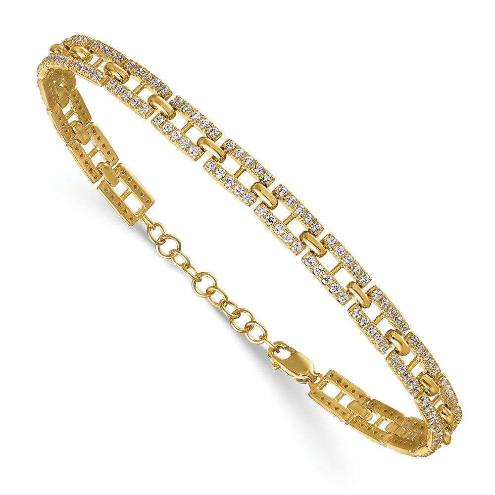 14K Yellow Gold True Origin 2 Carat Lab Grown Diamond Vs Def 7 Inch Fancy Link Bracelet With A 1 Extension