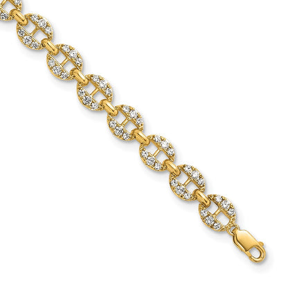 14K Yellow Gold True Origin 1 7/8 Carat Lab Grown Diamond Vs D E F 7 Inch Anchor Link Bracelet With A Extension