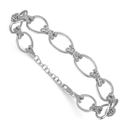 14K White Gold True Origin 1 1/6 Carat Lab Grown Diamond Vs Def 7 Inch X And O Bracelet With A Extension