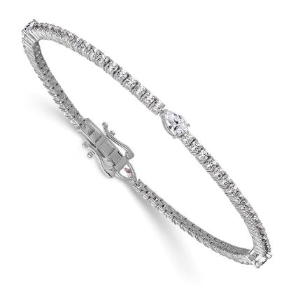 14K White Gold True Origin 4 1/2 Carat Lab Grown Diamond Vs D E F Round And Pear 7 Inch Bracelet