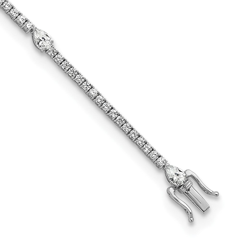 14K White Gold True Origin 4 1/2 Carat Lab Grown Diamond Vs D E F Round And Pear 7 Inch Bracelet