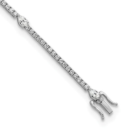 14K White Gold True Origin 4 1/2 Carat Lab Grown Diamond Vs D E F Round And Pear 7 Inch Bracelet