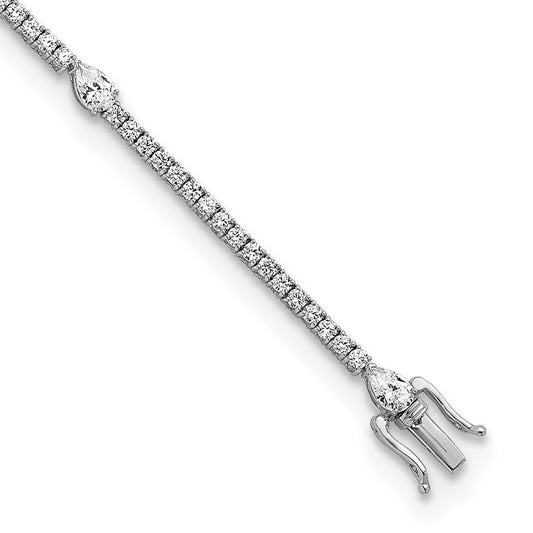 14K White Gold True Origin 4 1/2 Carat Lab Grown Diamond Vs D E F Round And Pear 7 Inch Bracelet
