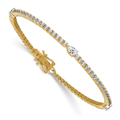 14K Yellow Gold True Origin 4 1/2 Carat Lab Grown Diamond Vs D E F Round And Pear 7 Inch Bracelet