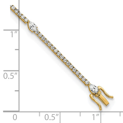 14K Yellow Gold True Origin 4 1/2 Carat Lab Grown Diamond Vs D E F Round And Pear 7 Inch Bracelet