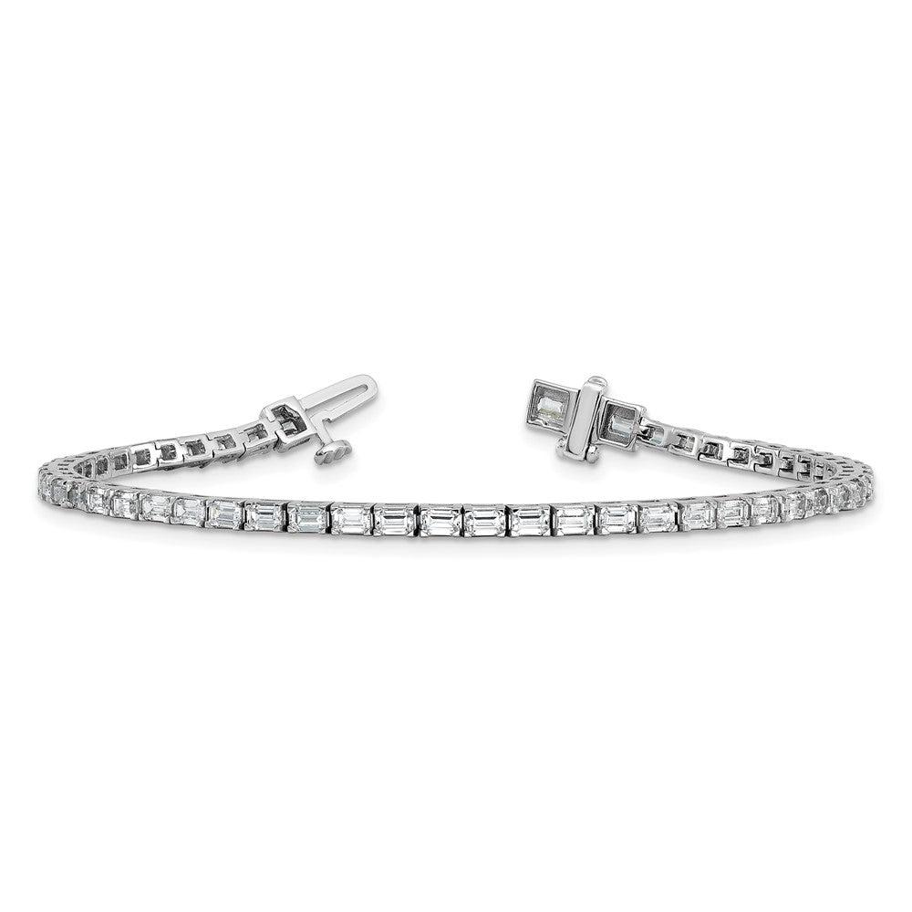 14K White Gold Lab Grown Diamond Vs+ F+ Emerald Tennis Bracelet