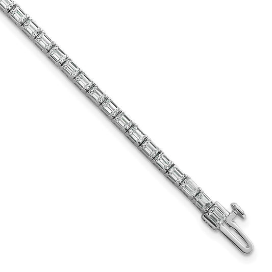 14K White Gold Certified Lab Grown Diamond Vs Def Emerald Tennis Bracelet