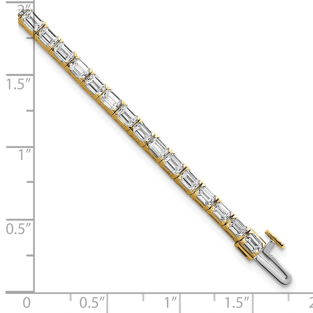 14K Yellow Gold Lab Grown Diamond Vs+ F+ Emerald Tennis Bracelet