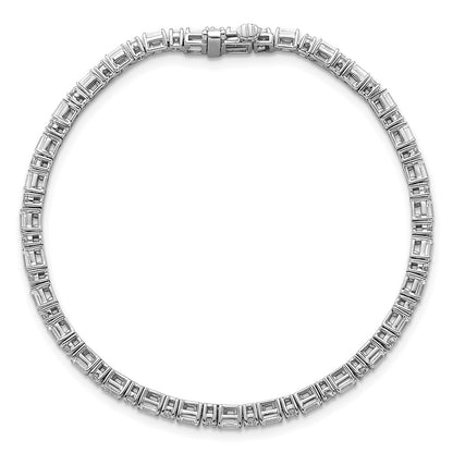 14K White Gold Vs/Si+ G+ Lab Grown Emerald And Round Diamond Tennis Brace