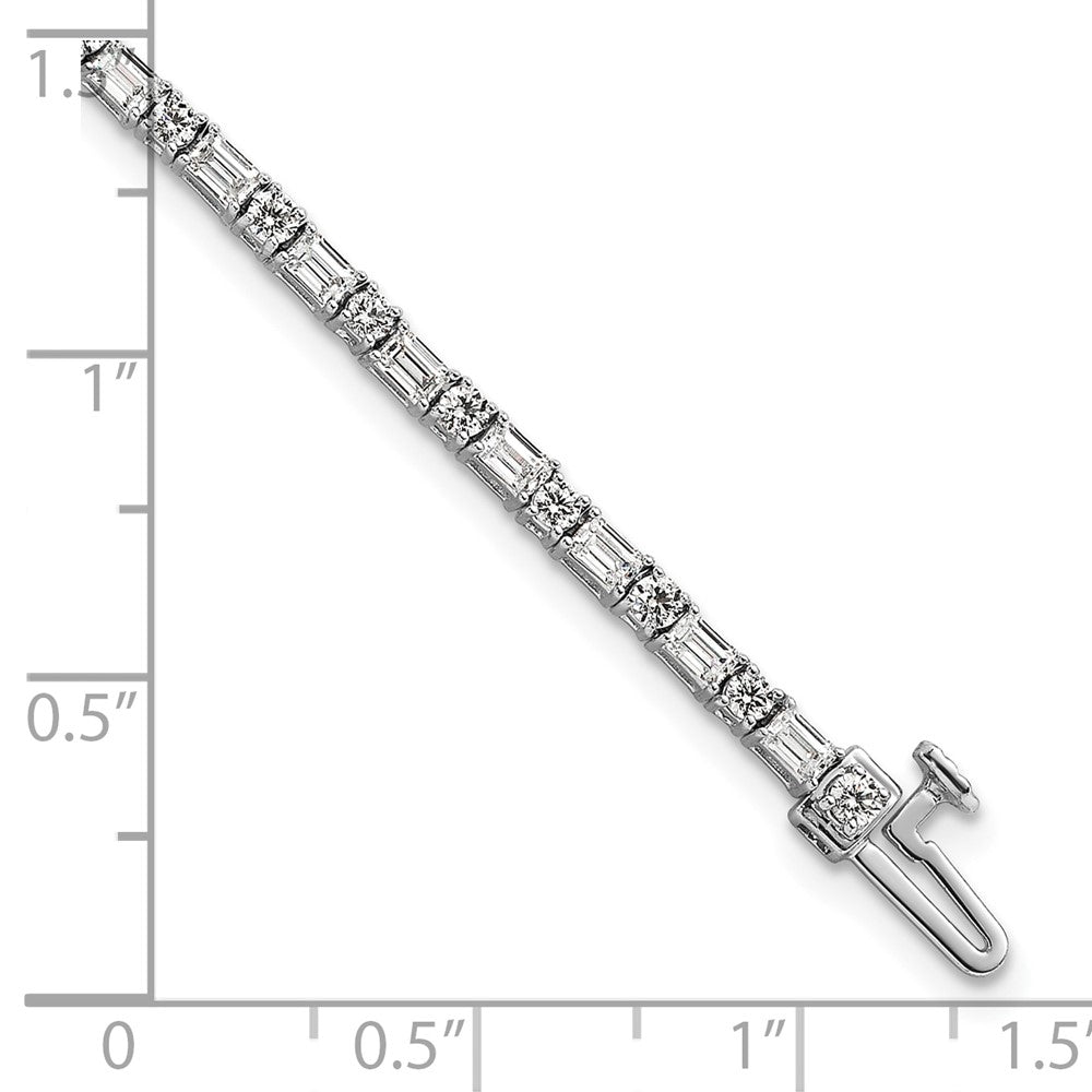 14K White Gold Vs/Si+ G+ Lab Grown Emerald And Round Diamond Tennis Brace