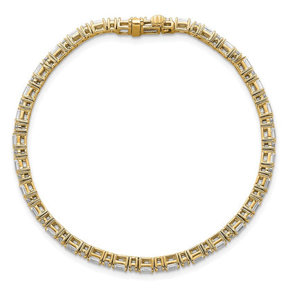 14K Yellow Gold Certified Vs Def Lab Grown Emerald And Round Diamond Tennis