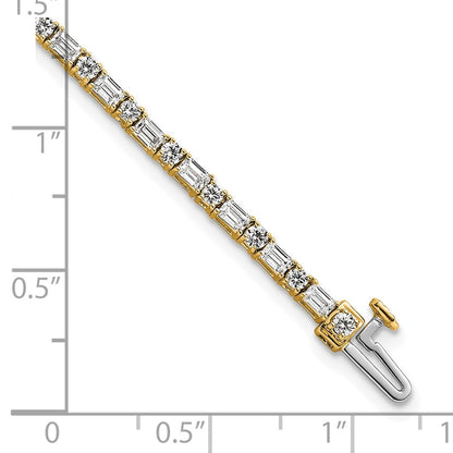 14K Yellow Gold Vs+ F+ Lab Grown Emerald And Round Diamond Tennis Bra