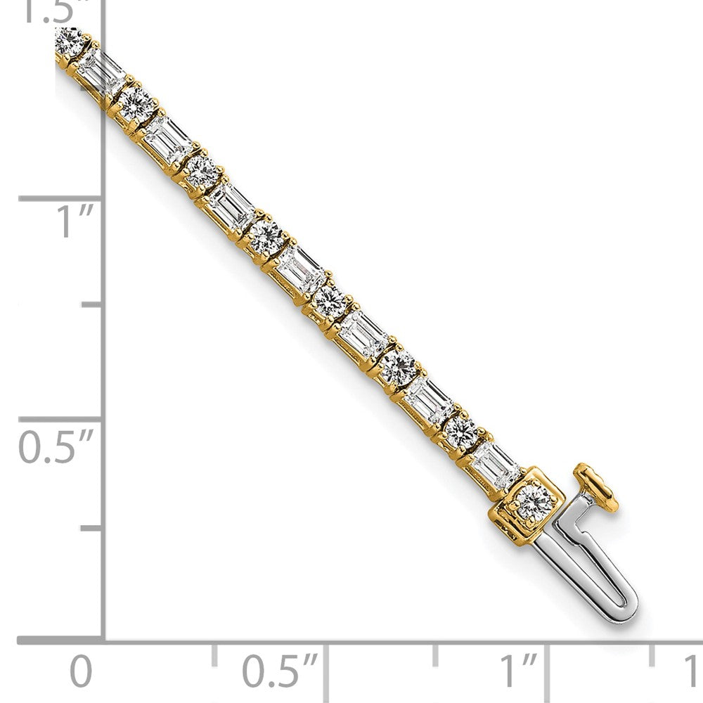 14K Yellow Gold Certified Vs/Si Fgh Lab Grown Emerald And Round Diamond Ten