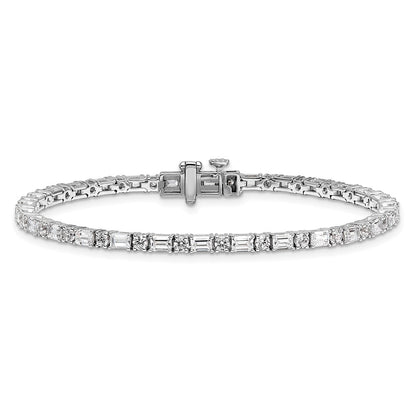 14K White Gold 4 7/8 Carat Lab Grown Diamond Vs/Si+ G+ Complete Emerald And Round Tennis Bracelet