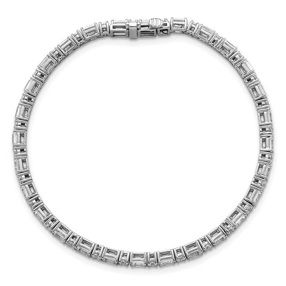 14K White Gold 4 7/8 Carat Lab Grown Diamond Vs/Si+ G+ Complete Emerald And Round Tennis Bracelet